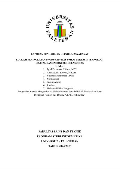 EDUKASI PENINGKATAN PRODUKTIVITAS UMKM BERBASIS TEKNOLOGI  DIGITAL DAN ENERGI BERKELANJUTAN