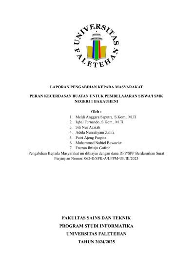 Peran Kecerdasan Buatan Untuk Pembelajaran Siswa/i  SMK Negeri 1 Bakauheni