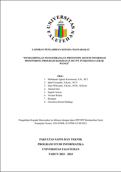 Pendampingan Pengembangan Prototipe Sistem Informasi Monitoring Program Kesehatan di UPT Puskesmas Lebak Wangi